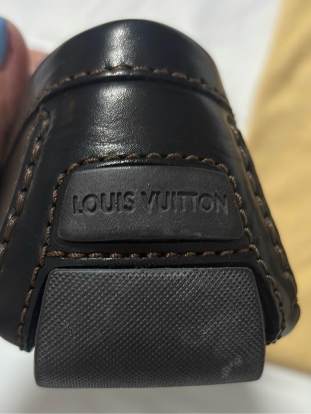 Louis Vuitton Black Leather Men’s LV Buckle Slip-On Loafers - Picture 6 of 9